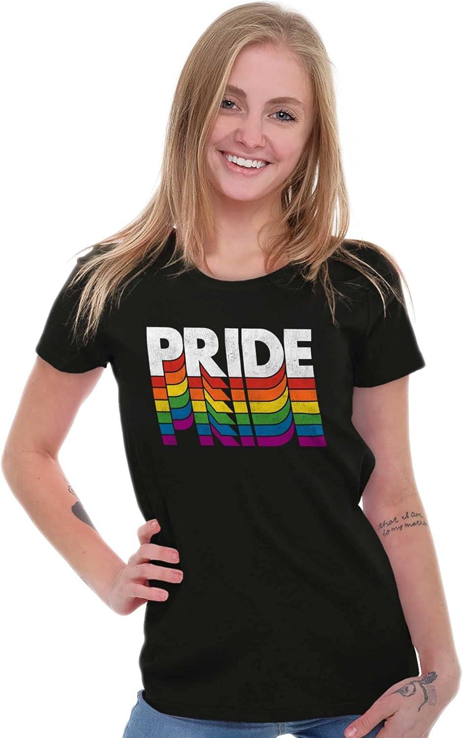 imagePride LGBTQ Rainbow Queer Equality Womens Slim Fit Graphic TeeBlack