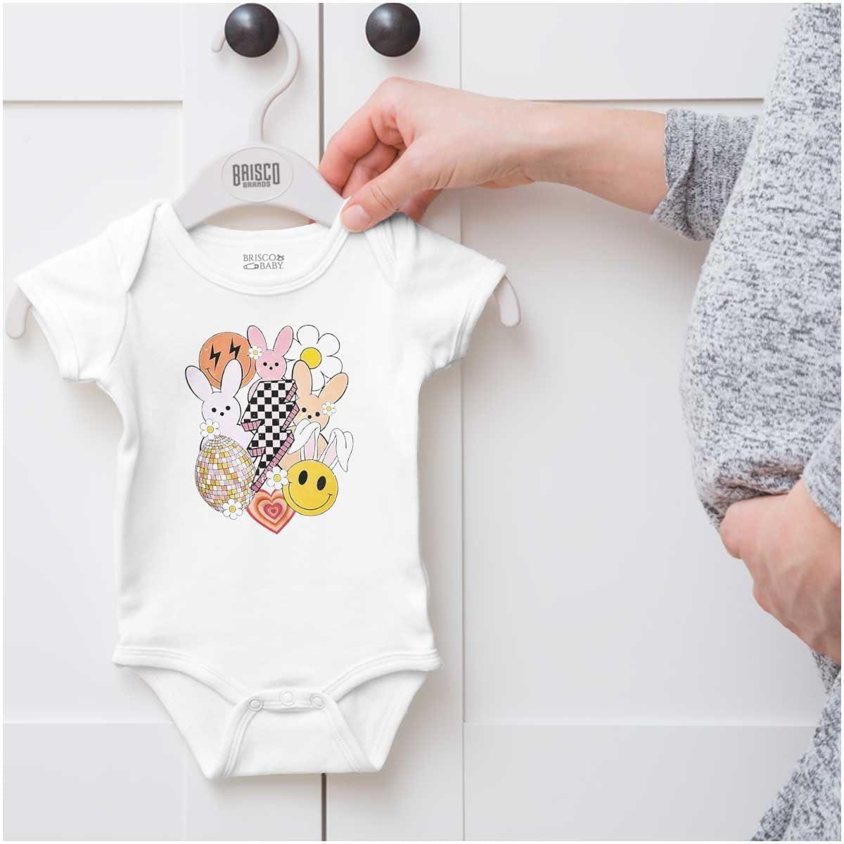 imageSpring Easter Bunny Disco Collage Baby Bodysuit Jumper GirlsWhite