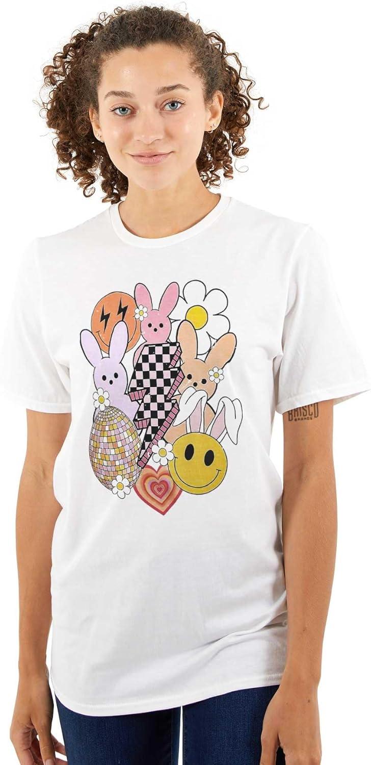 imageSpring Easter Bunny Disco Collage Womens Graphic T Shirt TeesWhite