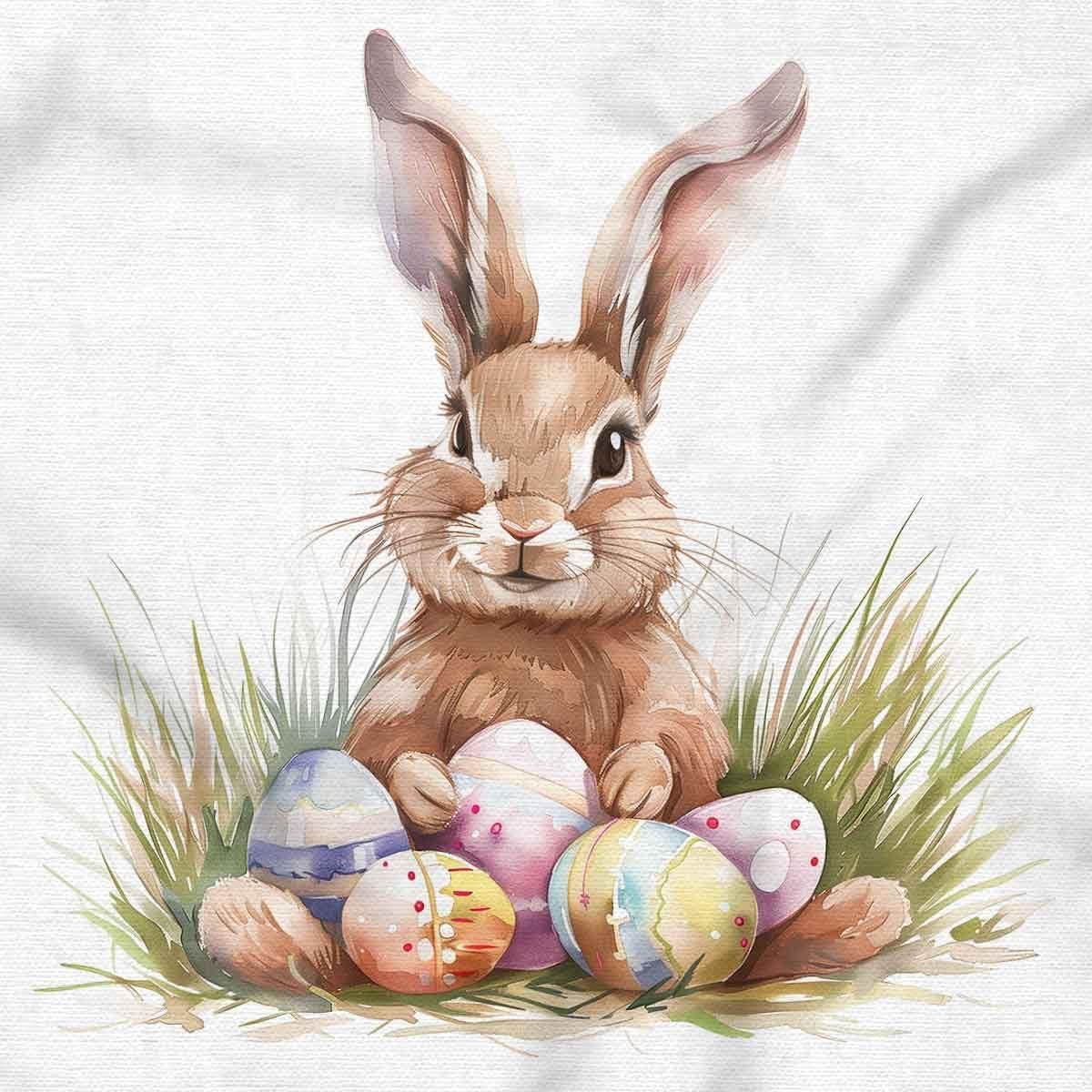 imageVintage Easter Bunny with Eggs Womens Slim Fit Graphic TeeWhite