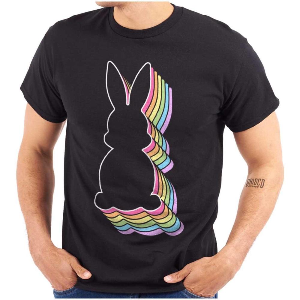 imageBrisco Brands Colorful Easter Bunny Gradient Graphic T Shirt Men or WomenBlack