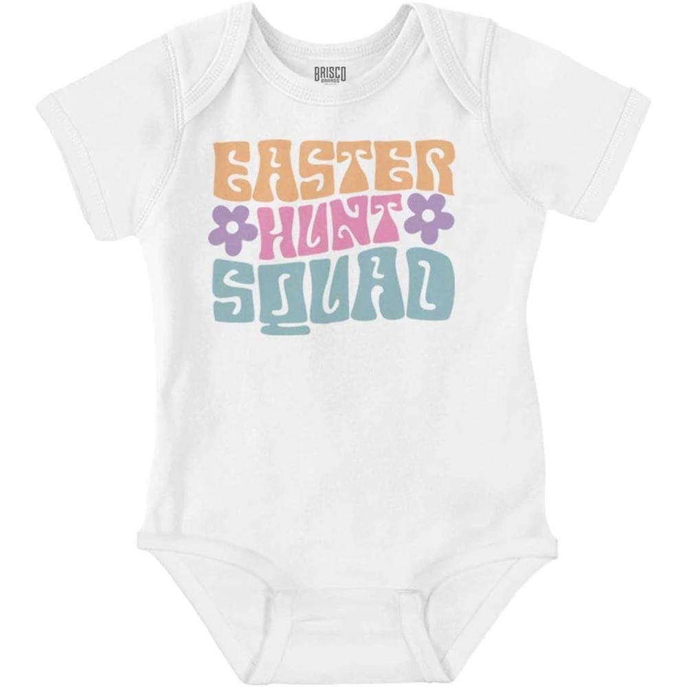 imageBrisco Brands Cute Easter Egg Hunt Squad Daisies Baby Bodysuit Jumper GirlsWhite