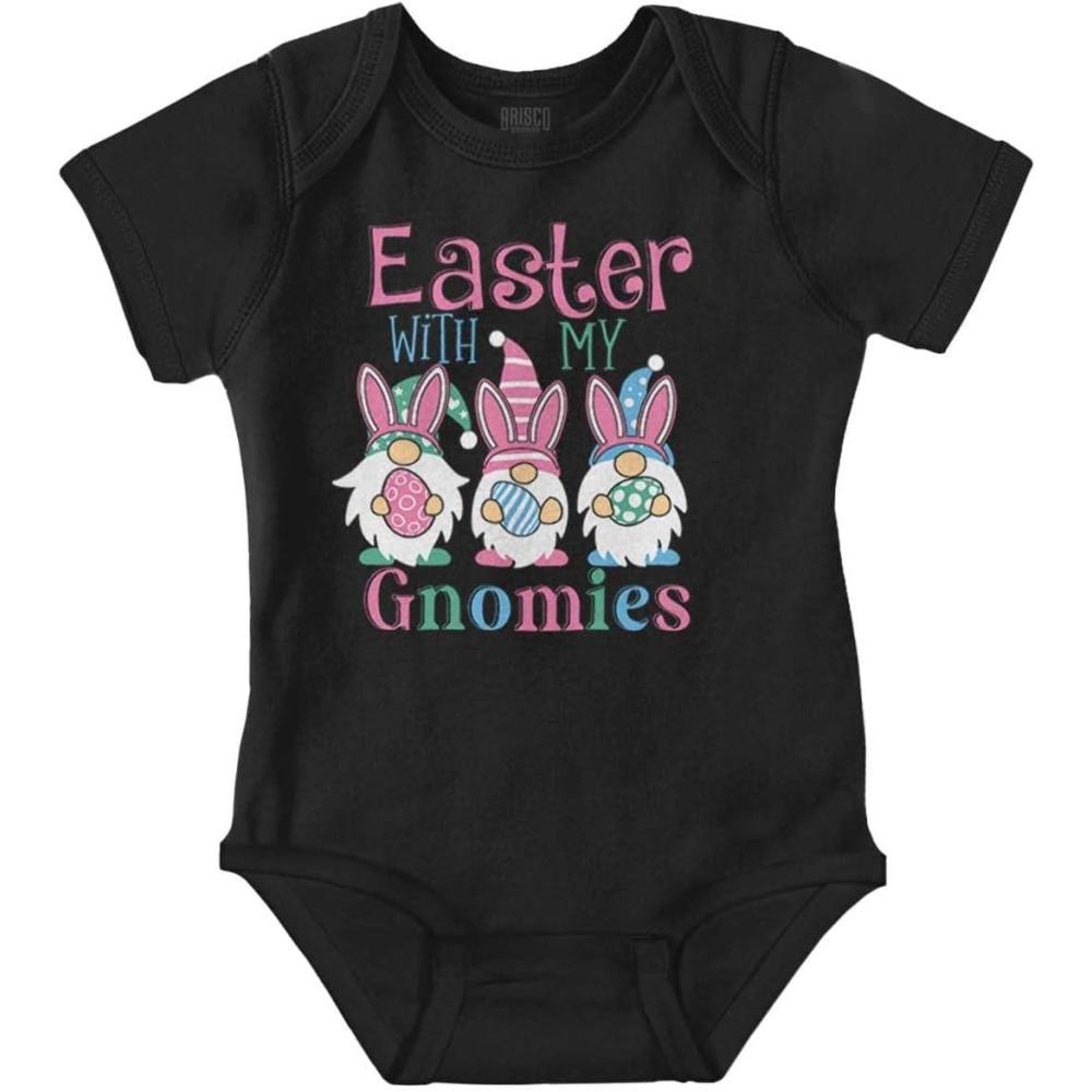 imageBrisco Brands Cute Funny Easter With My Gnomies Baby Bodysuit Jumper GirlsBlack