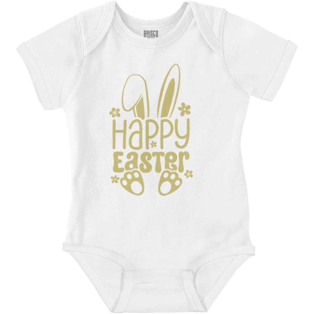 imageBrisco Brands Cute Spring Happy Easter Bunny Ears Baby Bodysuit Jumper GirlsWhite