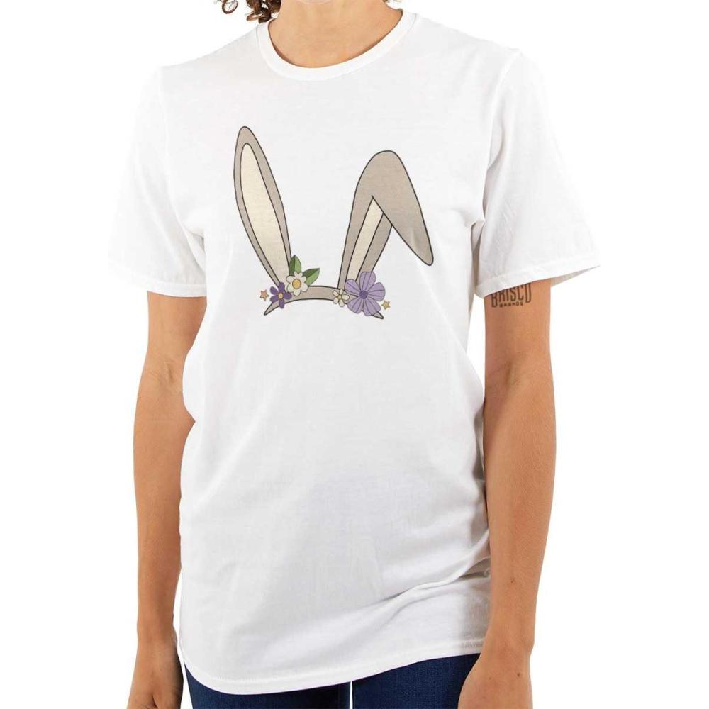 imageBrisco Brands Easter Bunny Ears Flower Crown Womens Graphic T Shirt TeesWhite