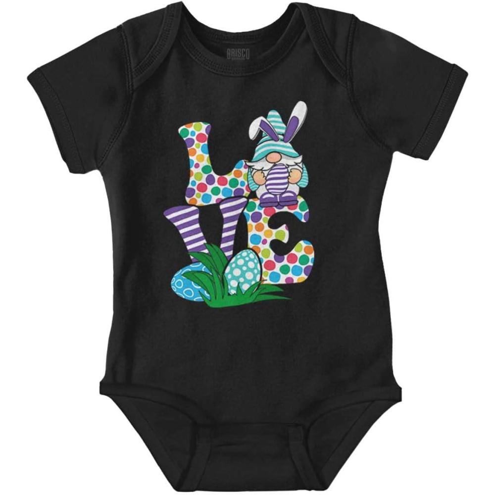 imageBrisco Brands Easter Bunny Gnome Love Egg Hunt Baby Bodysuit Jumper GirlsBlack