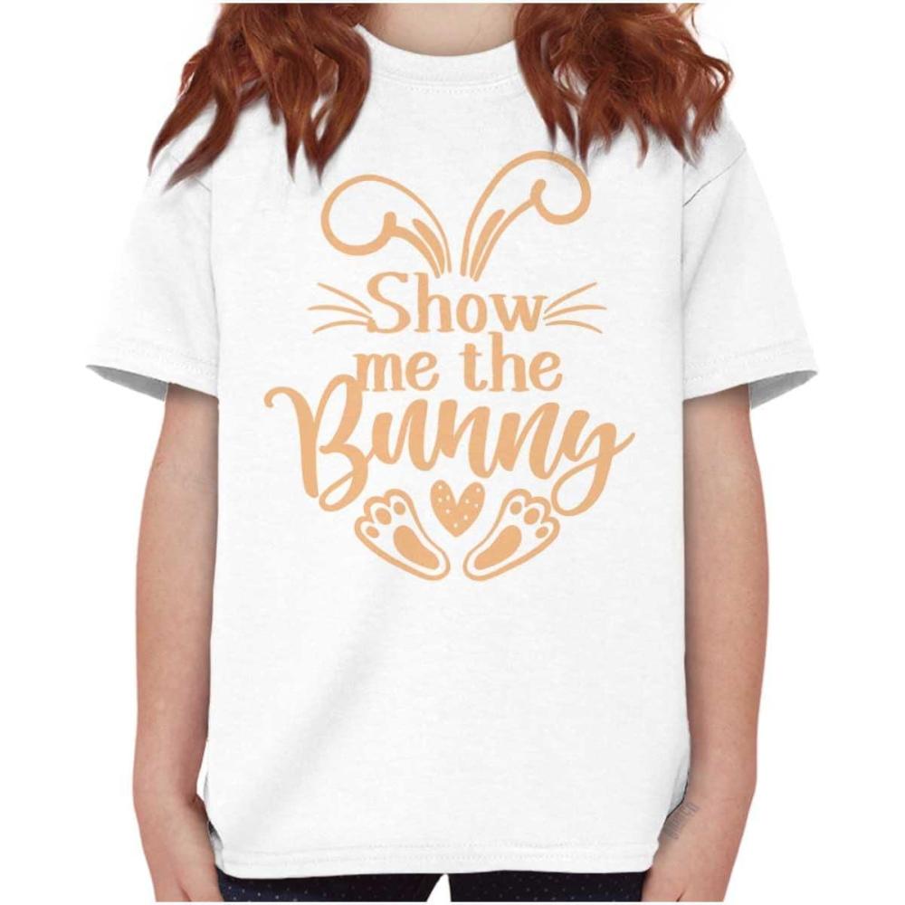 imageBrisco Brands Easter Humor Show Me The Bunny Girls Kids T Shirt TeesWhite