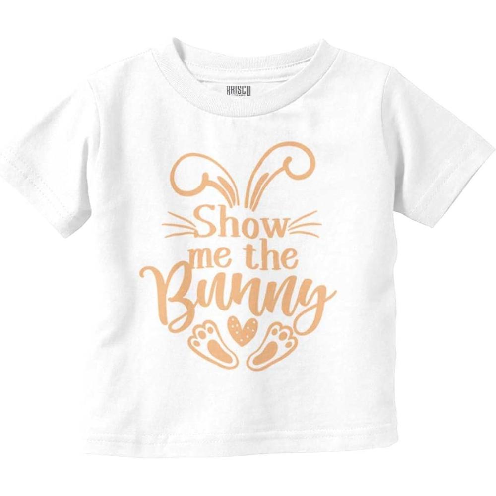 imageBrisco Brands Easter Humor Show Me The Bunny Toddler Baby Girl T ShirtWhite