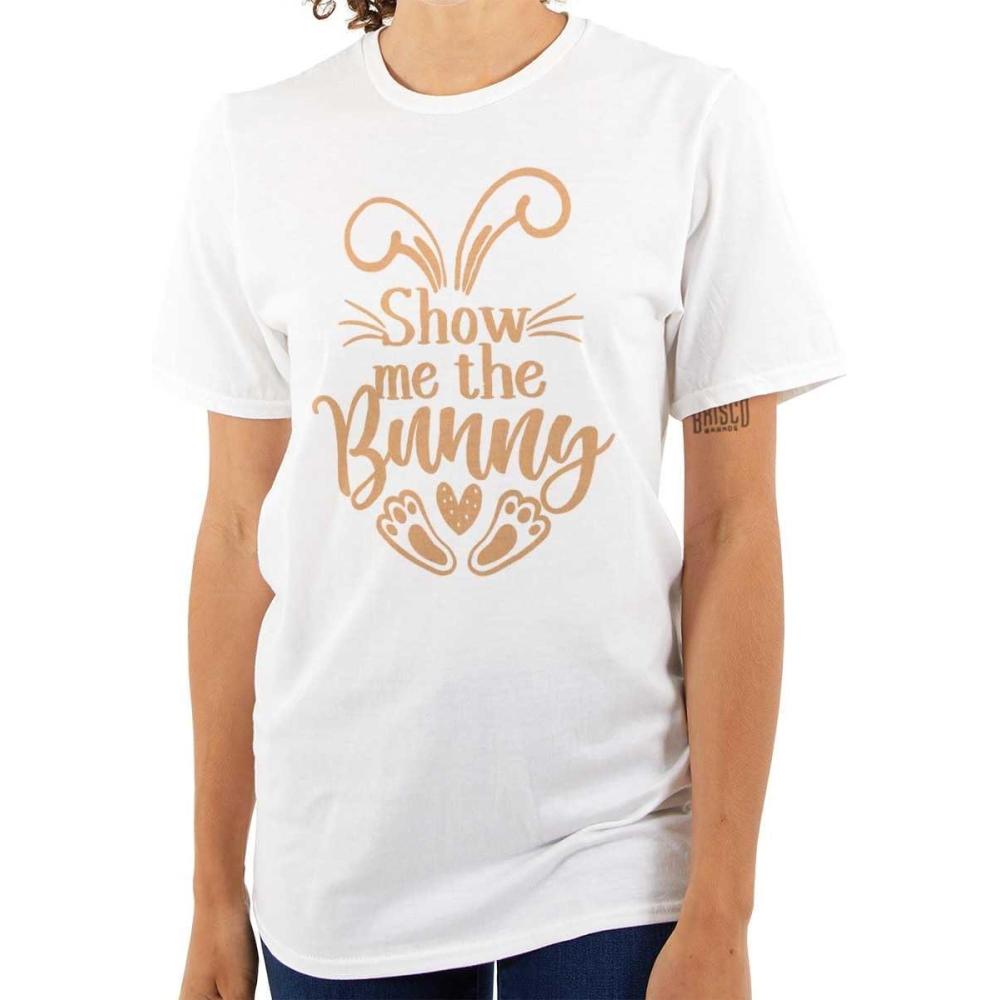 imageBrisco Brands Easter Humor Show Me The Bunny Womens Graphic T Shirt TeesWhite