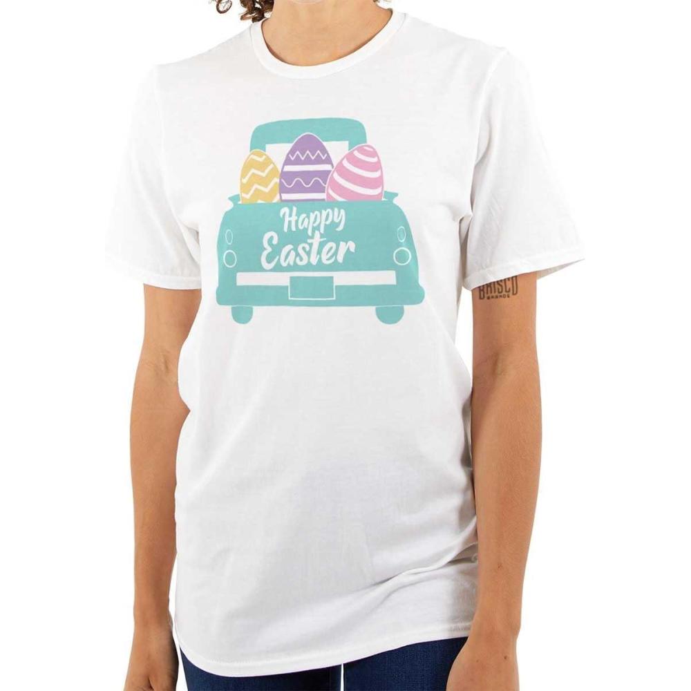 imageBrisco Brands Happy Easter Car Egg Hunt Truck Womens Graphic T Shirt TeesWhite