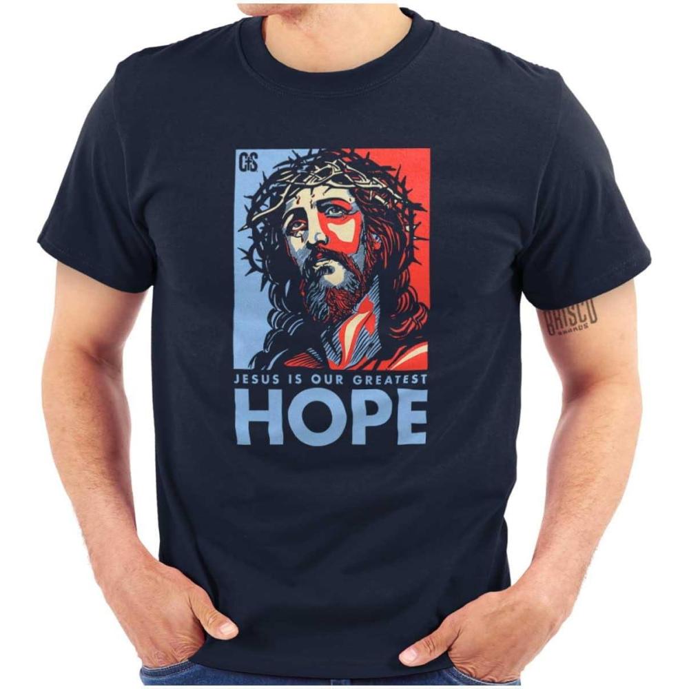 imageBrisco Brands Jesus Saves Hope Christian Religious Graphic T Shirt Men or WomenNavy