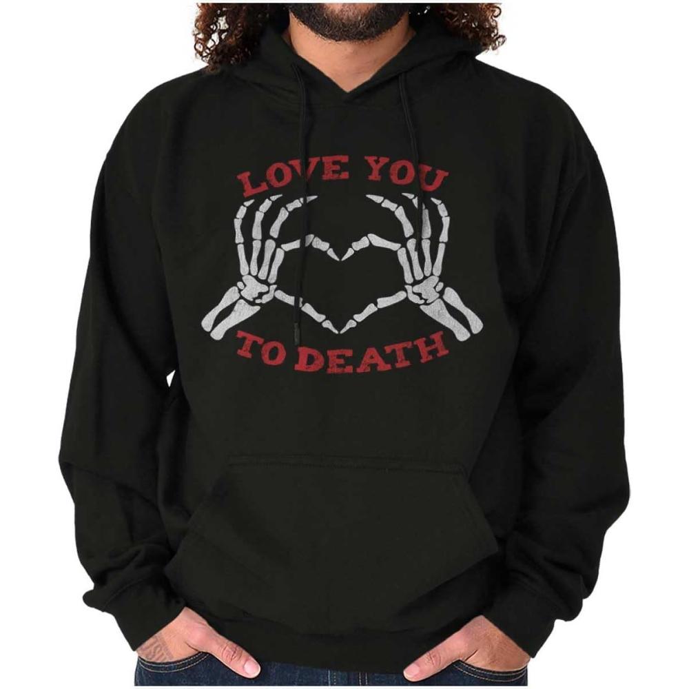 imageBrisco Brands Love You To Death Heart Skeleton Hoodie Sweatshirt Women MenBlack