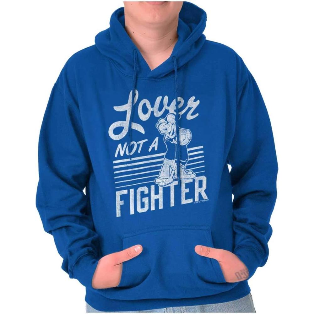 imageBrisco Brands Popeye the Sailor Loves Not a Fighter Hoodie Sweatshirt Women MenRoyal