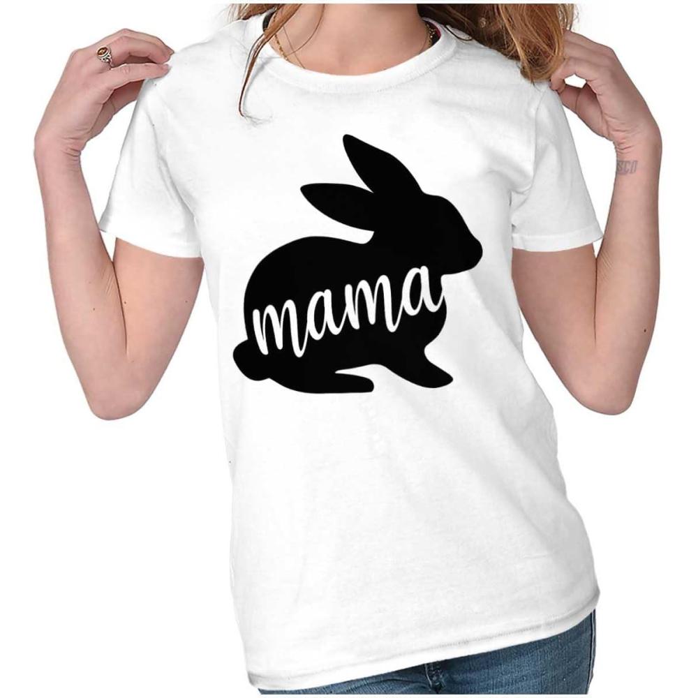 imageCute Easter Bunny Mama Spring Rabbit Womens Slim Fit Graphic TeeWhite