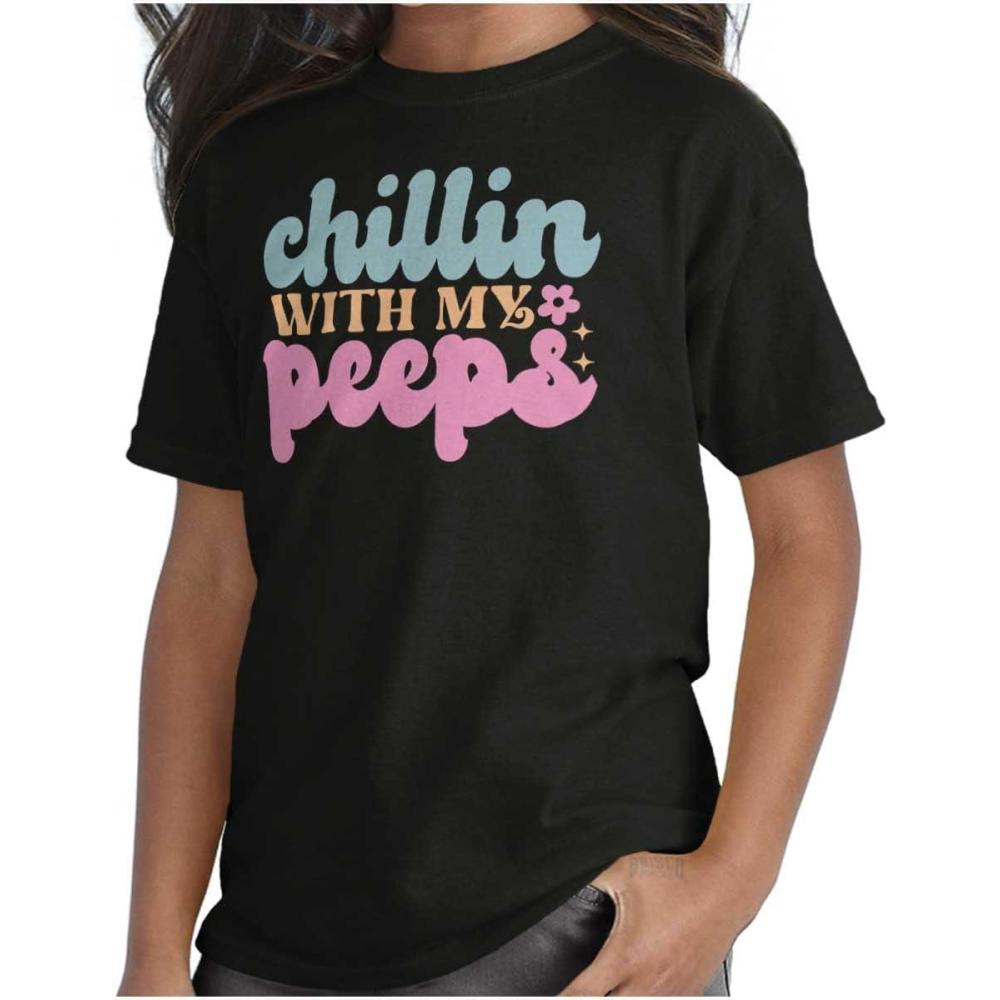 imageCute Easter Chillin with My Peeps Girls Kids T Shirt Tees
