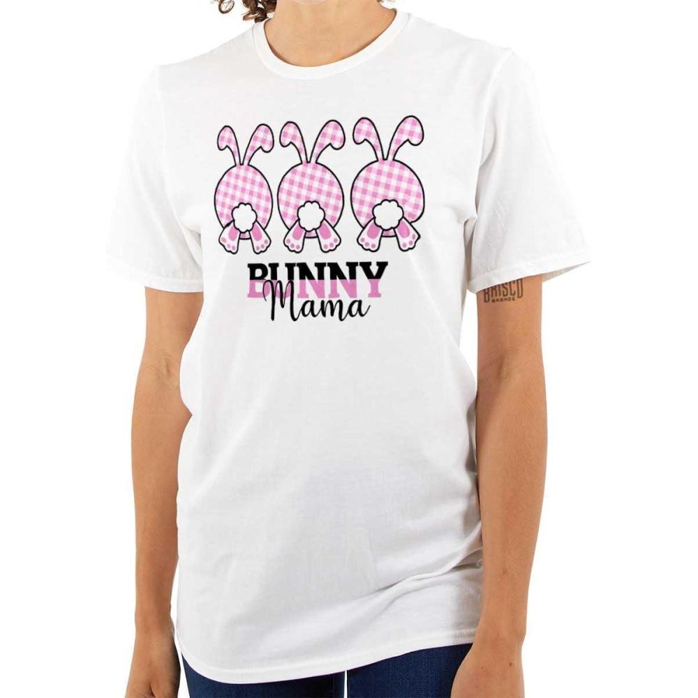 imageCute Plaid Easter Bunny Mama Tails Womens Graphic T Shirt TeesWhite