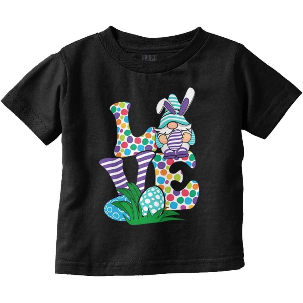 imageEaster Bunny Gnome Love Egg Hunt Toddler Baby Girl T ShirtBlack