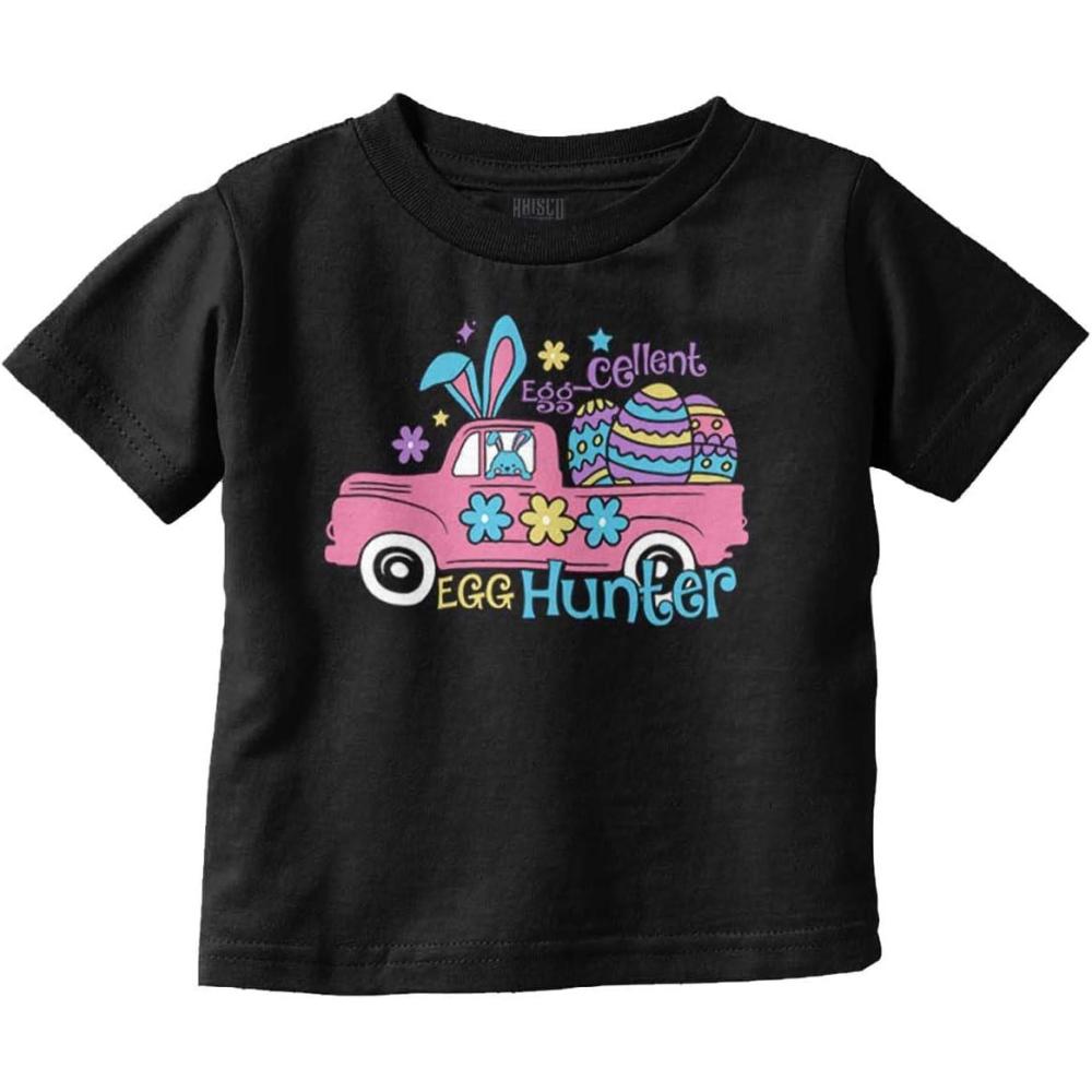 imageEaster EggCellent Egg Hunter Truck Toddler Baby Girl T ShirtBlack