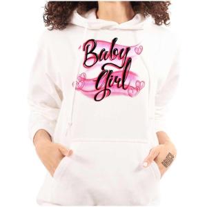Brisco Brands Airbrushed Baby Girl Hearts Love Hoodie Sweatshirt Women(White)