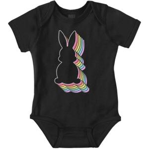 Brisco Brands Colorful Easter Bunny Gradient Baby Romper Boys or Girls(Black)