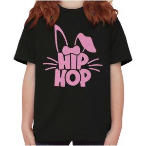 Brisco Brands Cute Easter Bunny Humor Hip Hop Pun Girls Kids T Shirt Tees(Black)