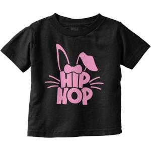 Brisco Brands Cute Easter Bunny Humor Hip Hop Pun Toddler Baby Girl T Shirt(Black)