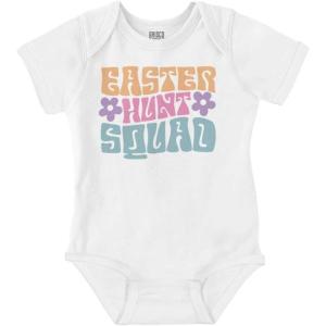 Brisco Brands Cute Easter Egg Hunt Squad Daisies Baby Bodysuit Jumper Girls(White)
