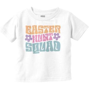 Brisco Brands Cute Easter Egg Hunt Squad Daisies Toddler Baby Girl T Shirt(White)