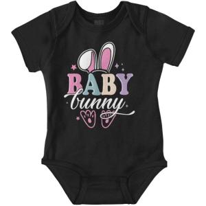 Brisco Brands Cute Spring Easter Baby Bunny Ears Baby Bodysuit Jumper Girls(Black)
