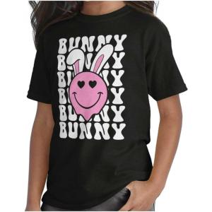 Brisco Brands Easter Bunny Ears Heart Eyes Smile Girls Kids T Shirt Tees