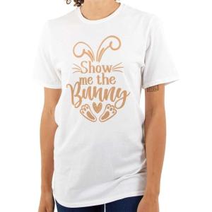 Brisco Brands Easter Humor Show Me The Bunny Womens Graphic T Shirt Tees(White)