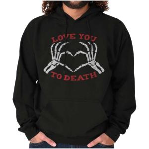 Brisco Brands Love You To Death Heart Skeleton Hoodie Sweatshirt Women Men(Black)