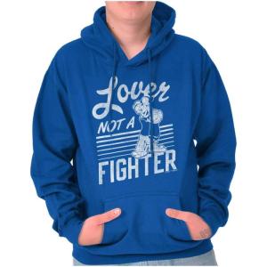 Brisco Brands Popeye the Sailor Loves Not a Fighter Hoodie Sweatshirt Women Men(Royal)