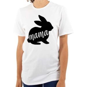Cute Easter Bunny Mama Spring Rabbit Womens Graphic T Shirt Tees(White)