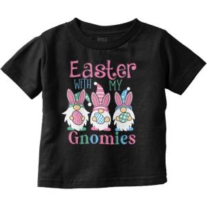 Cute Funny Easter with My Gnomies Toddler Baby Girl T Shirt(Black)