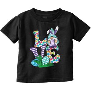 Easter Bunny Gnome Love Egg Hunt Toddler Baby Girl T Shirt(Black)