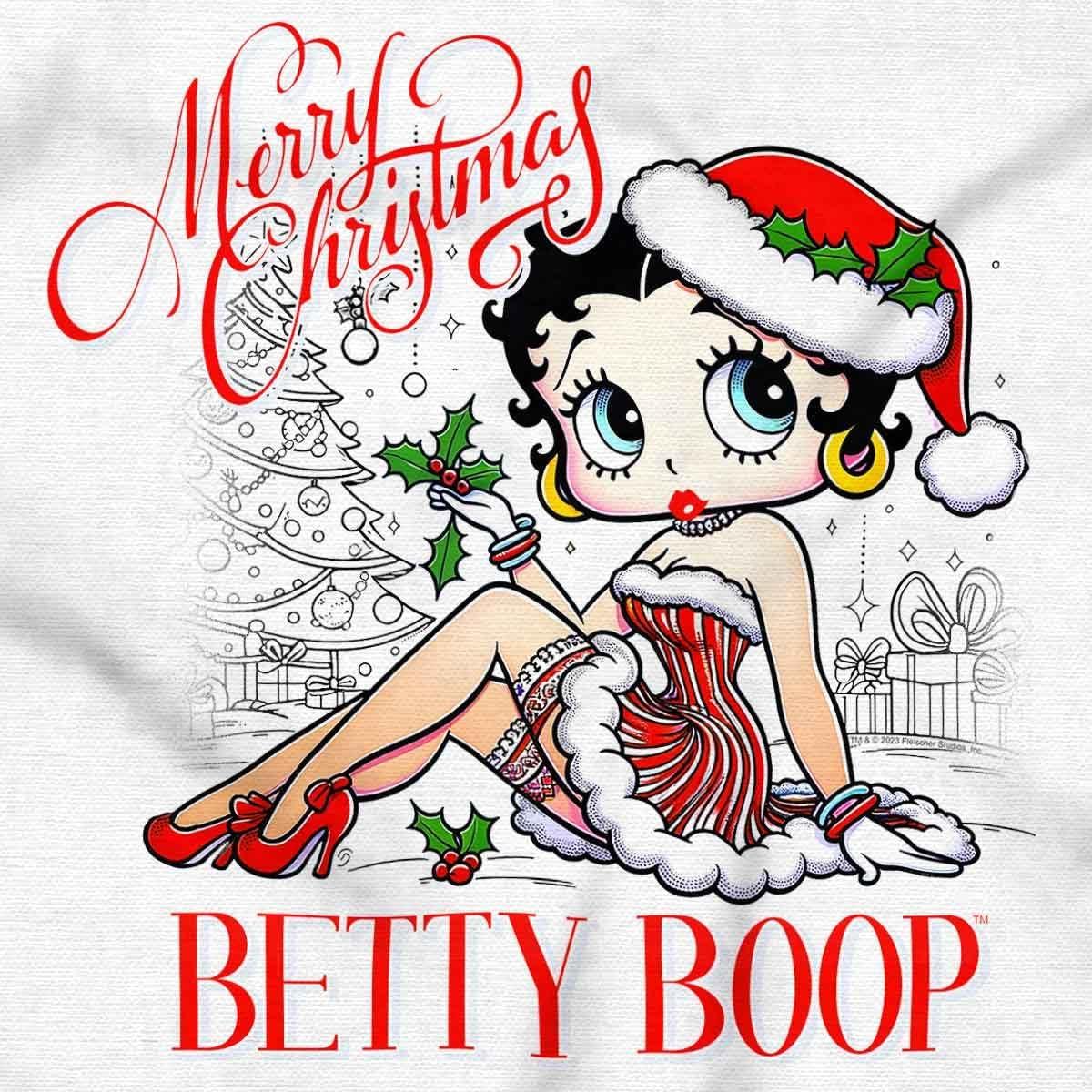 imageBetty Boop Merry Christmas Santa Womens Graphic T Shirt TeesWhite