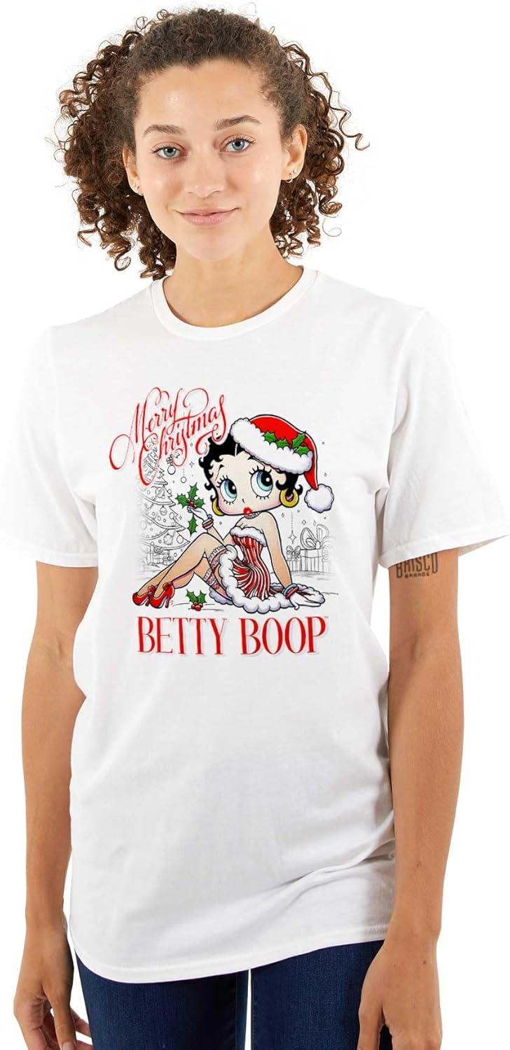 imageBetty Boop Merry Christmas Santa Womens Graphic T Shirt TeesWhite