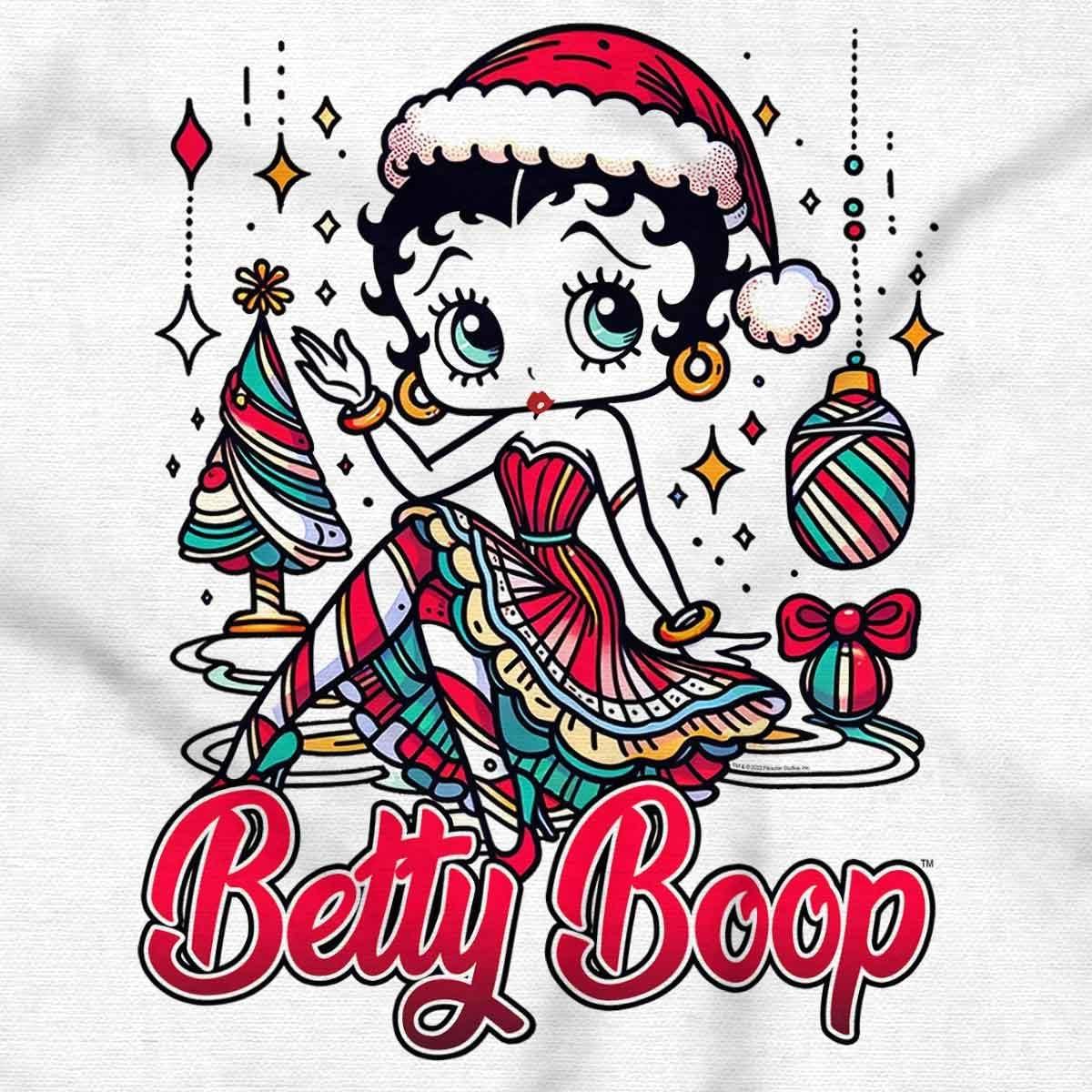 imageBrisco Brands Betty Boop Christmas Ms Santa Claus Women Crewneck SweatshirtWhite