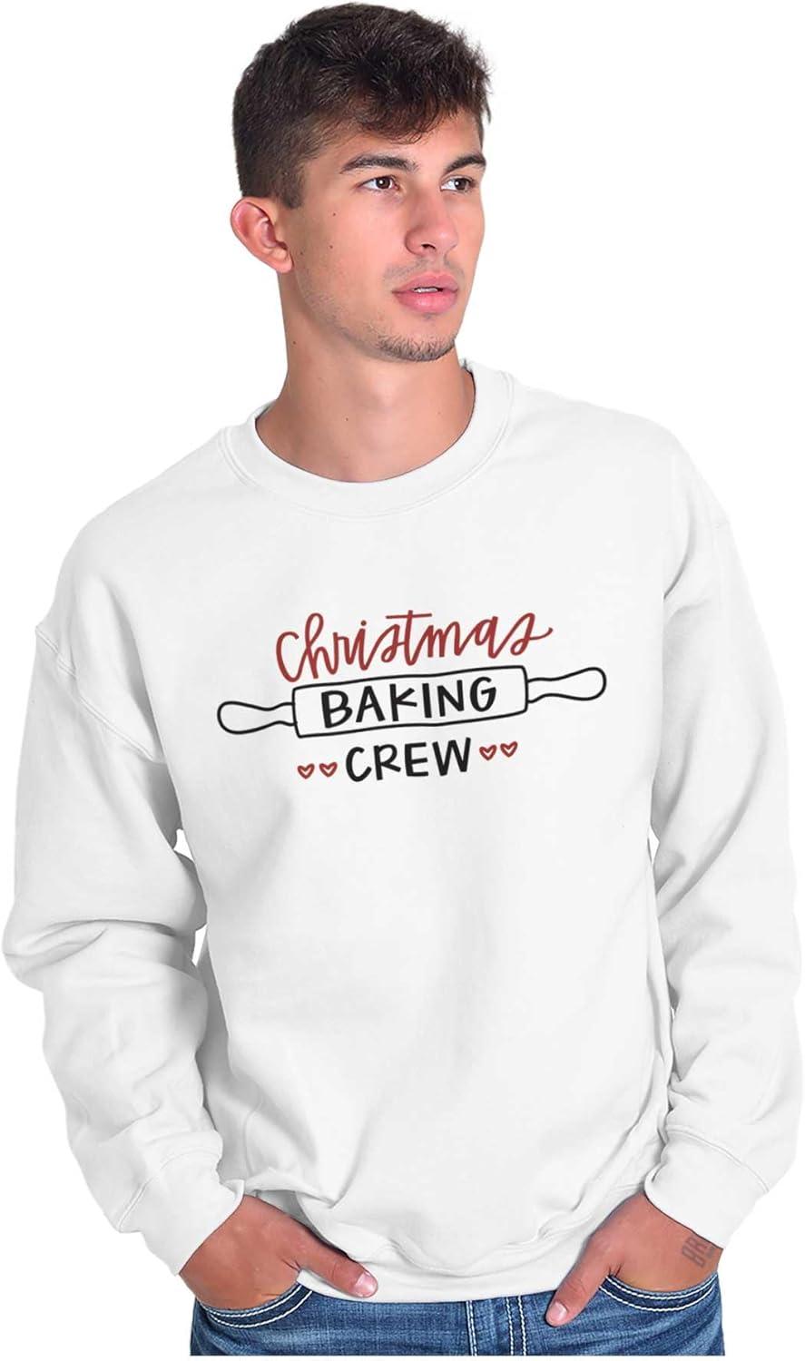 imageBrisco Brands Christmas Baking Crew Rolling Pin Sweatshirt for Men or WomenWhite