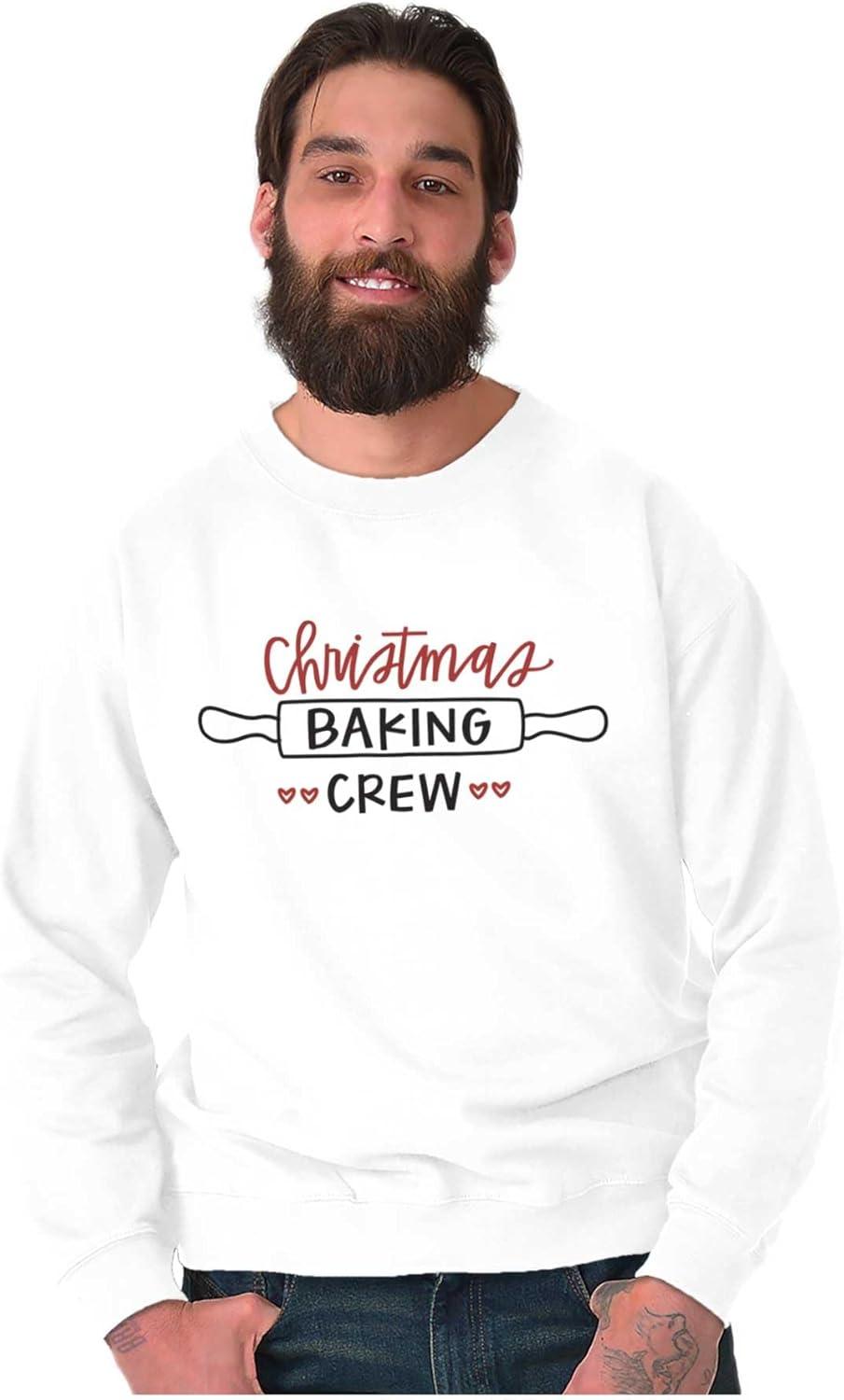 imageBrisco Brands Christmas Baking Crew Rolling Pin Sweatshirt for Men or WomenWhite