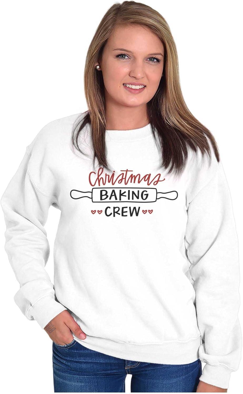 imageBrisco Brands Christmas Baking Crew Rolling Pin Sweatshirt for Men or WomenWhite