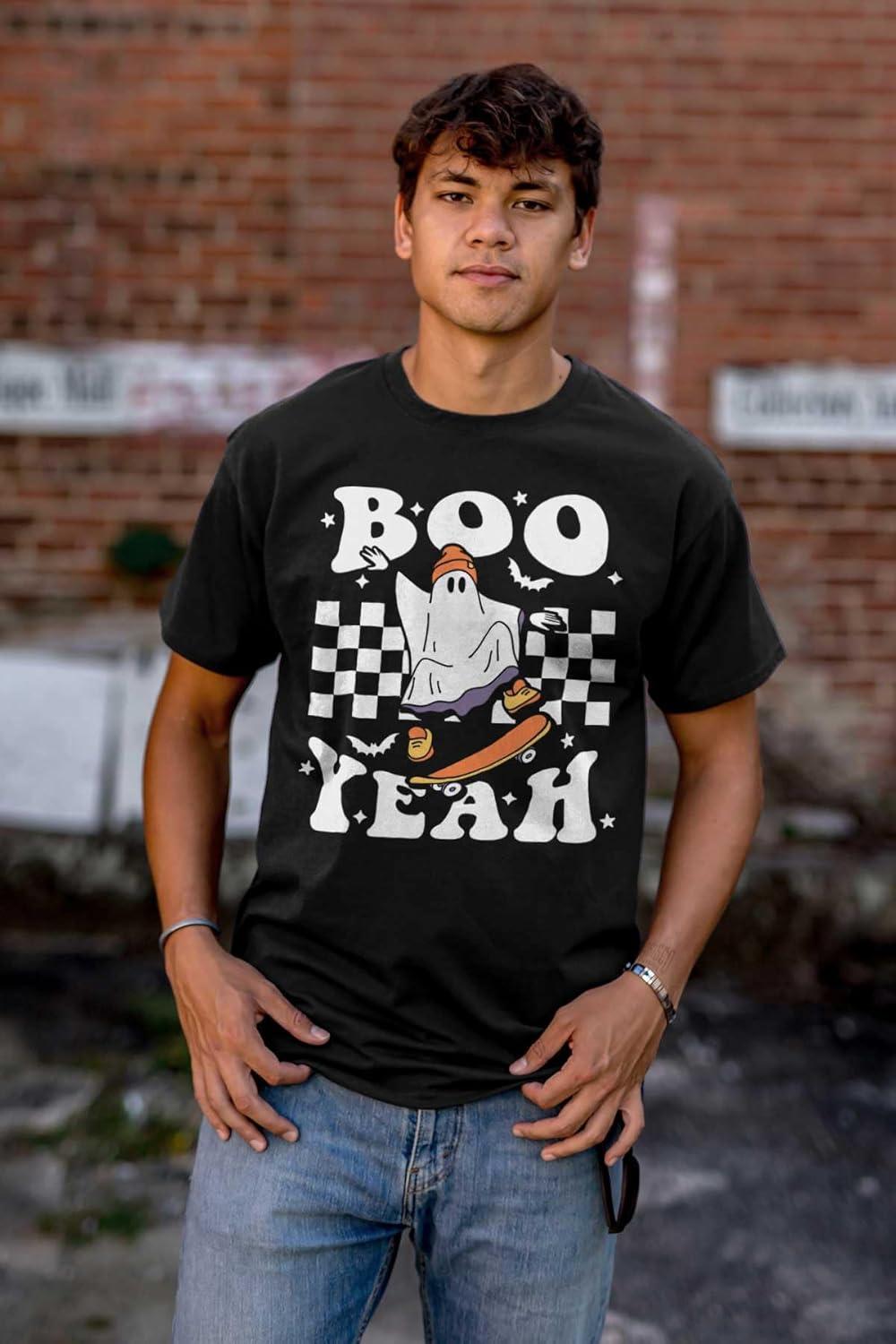 imageBrisco Brands Cool Skateboarding Ghost Boo Yeah Graphic T Shirt Men or WomenBlack