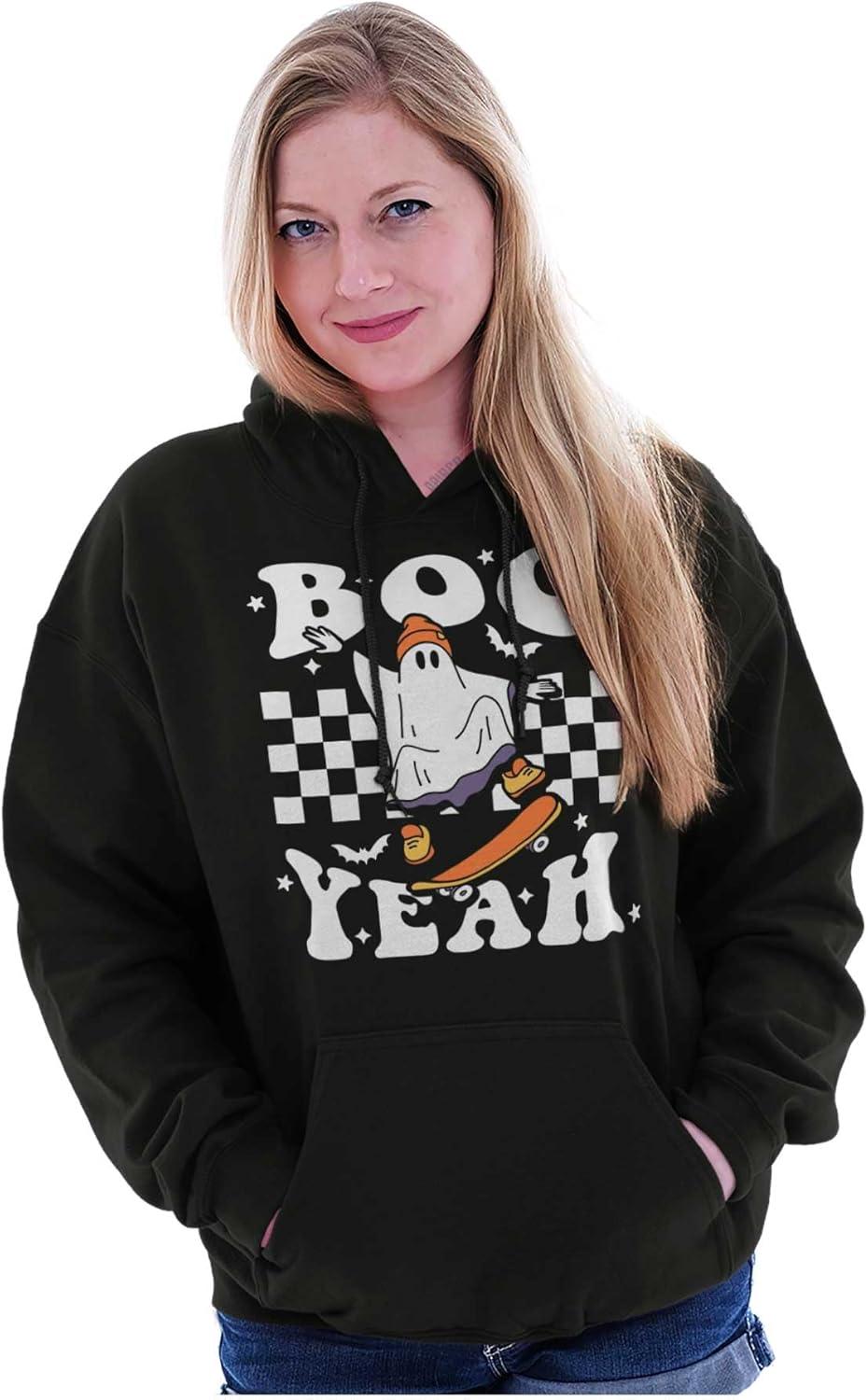 imageBrisco Brands Cool Skateboarding Ghost Boo Yeah Hoodie Sweatshirt Women MenBlack