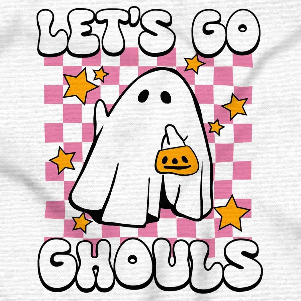 imageBrisco Brands Cute Halloween Lets Go Ghouls Ghost Girls Kids T Shirt TeesWhite