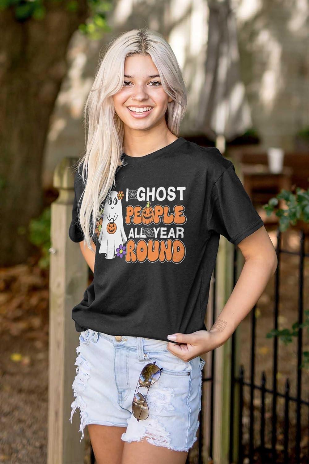 imageBrisco Brands Cute I Ghost People All Year Round Womens Graphic T Shirt TeesBlack