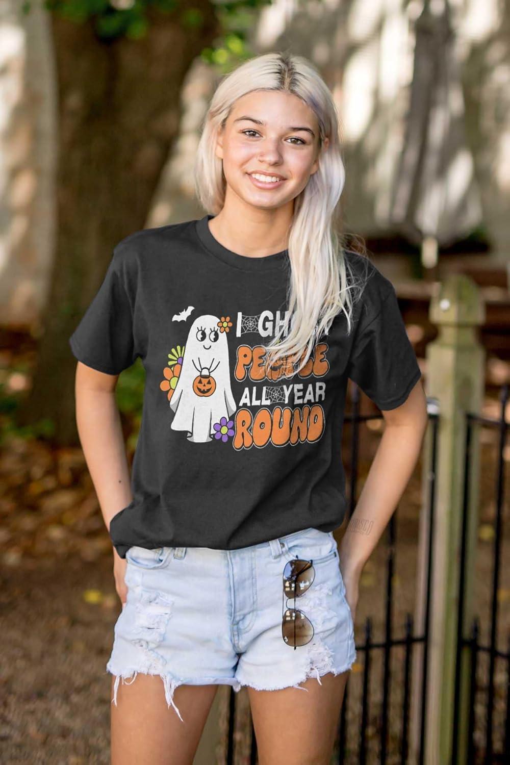 imageBrisco Brands Cute I Ghost People All Year Round Womens Graphic T Shirt TeesBlack