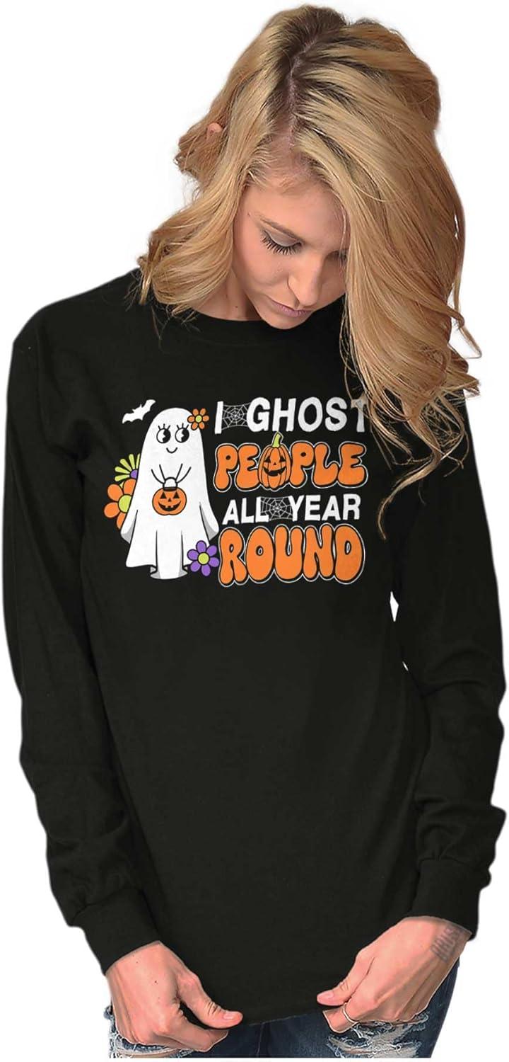 imageBrisco Brands Cute I Ghost People All Year Round Womens Long Sleeve T ShirtBlack