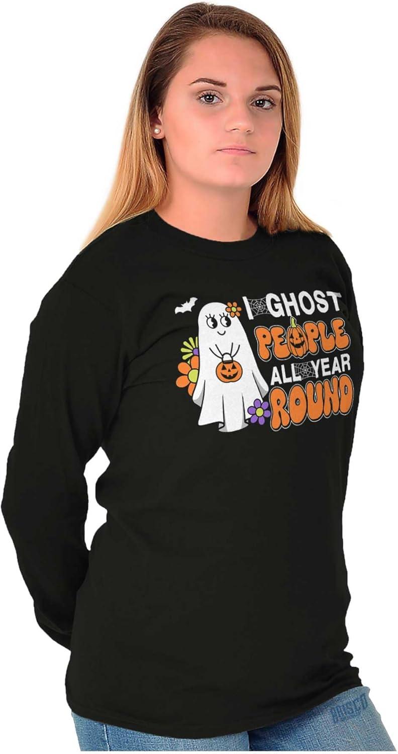imageBrisco Brands Cute I Ghost People All Year Round Womens Long Sleeve T ShirtBlack