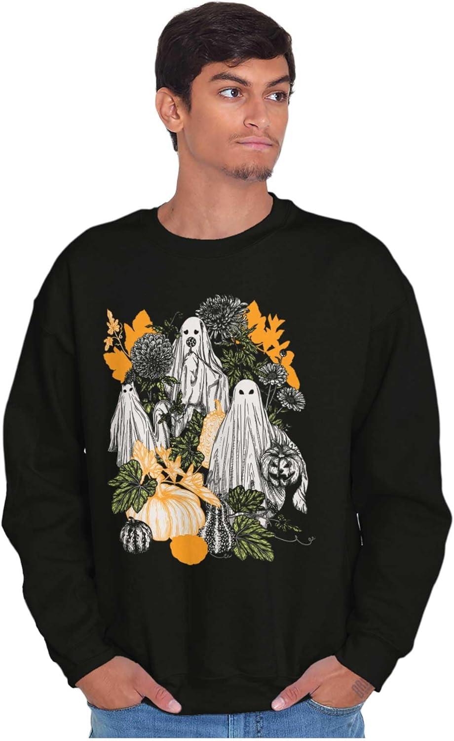 imageBrisco Brands Fall Autumn Ghosts and Pumpkins Sweatshirt for Men or WomenBlack